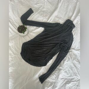 GAP Black and White Striped Knit Turtleneck Top, Size Medium